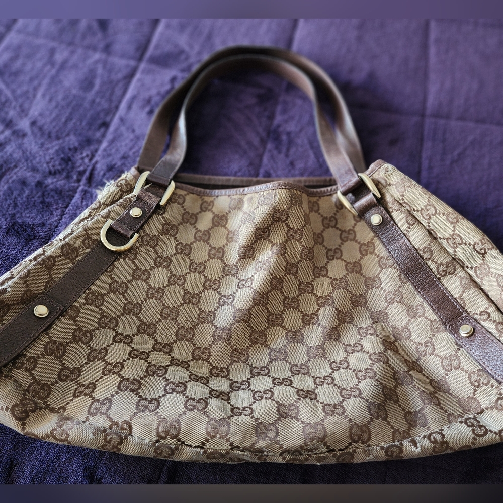 Gucci Authentic and Pre-loved Bronze Abbey Monogram Canvas Tote